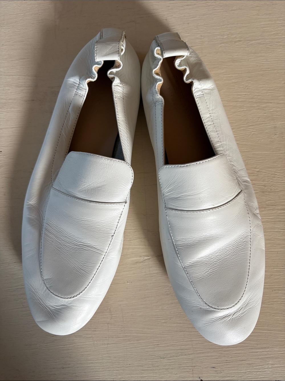 Everlane White Leather Slip-On Loafers